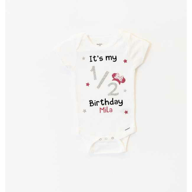 Personalized half 1/2 Birthday Baby Girl Bodysuit