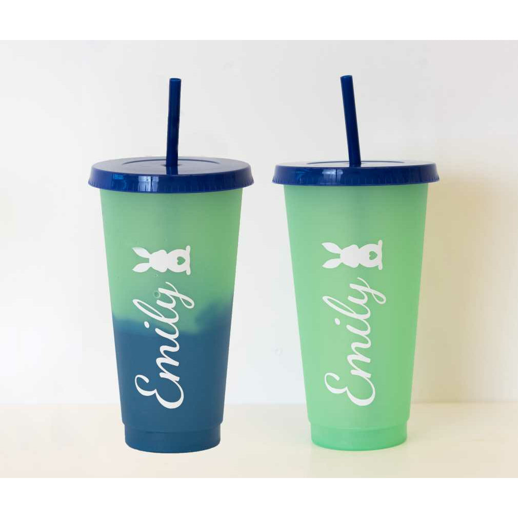 Personalized Tal Color Changing Tumblers 24oz Cold Cups & Lids