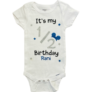 Personalized half 1/2 Birthday Baby Boy Bodysuit