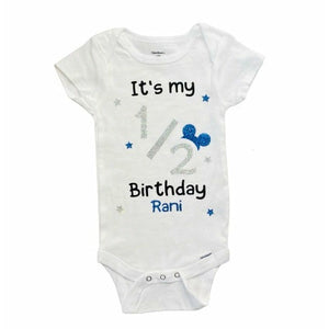 Personalized half 1/2 Birthday Baby Boy Bodysuit