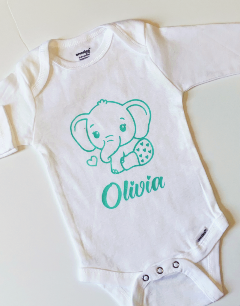 Personalized Elephant onesie – LaLa Baby Design