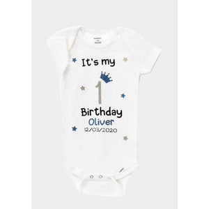 Personalized baby boy first birthday bodysuit