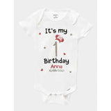 Personalized Baby girl first birthday bodysuit