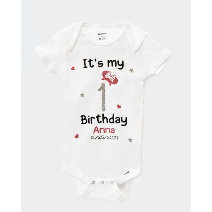 Personalized Baby girl first birthday bodysuit