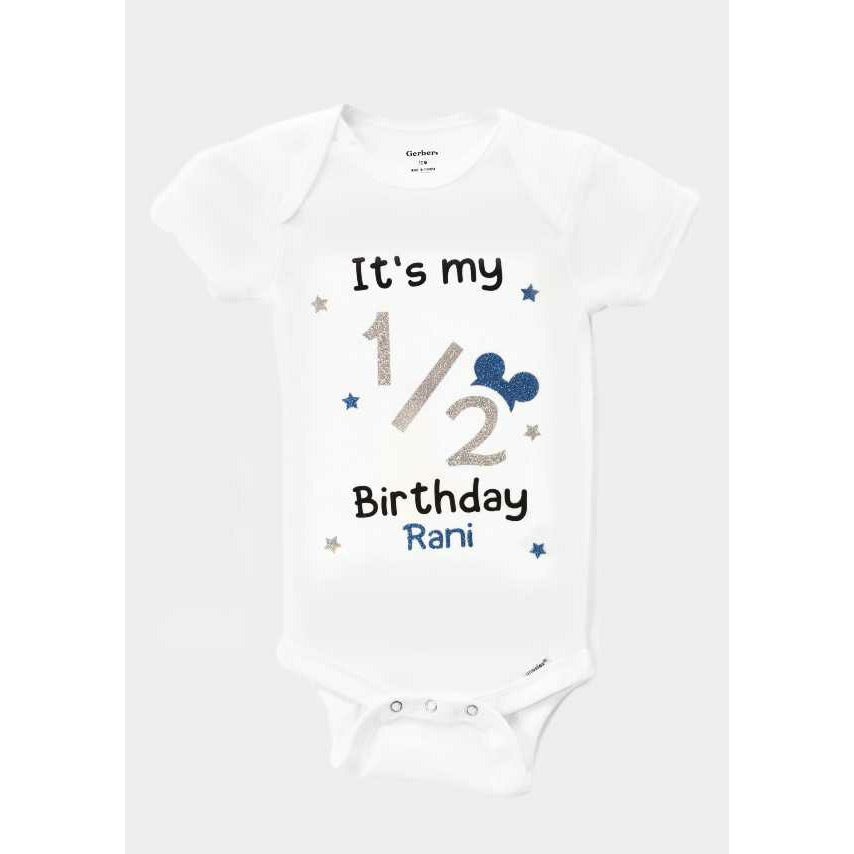 Personalized half 1/2 Birthday Baby Boy Bodysuit