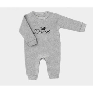 Personalized gray long sleeve baby romper