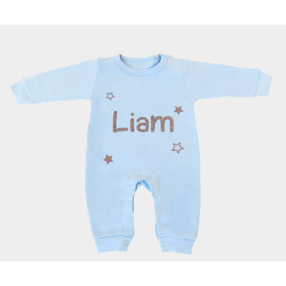 Personalized Baby Clothes, Blue Long Sleeved Onesie